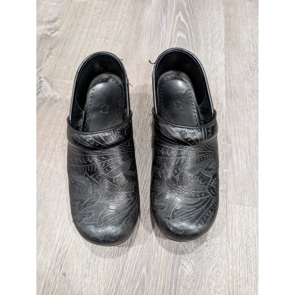 Dansko, Women's Professional Clog, Black Embossed Floral, EU 38 US 7.5-8, Work